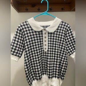 Chic Black and White Gingham Women's Button Down Shirt